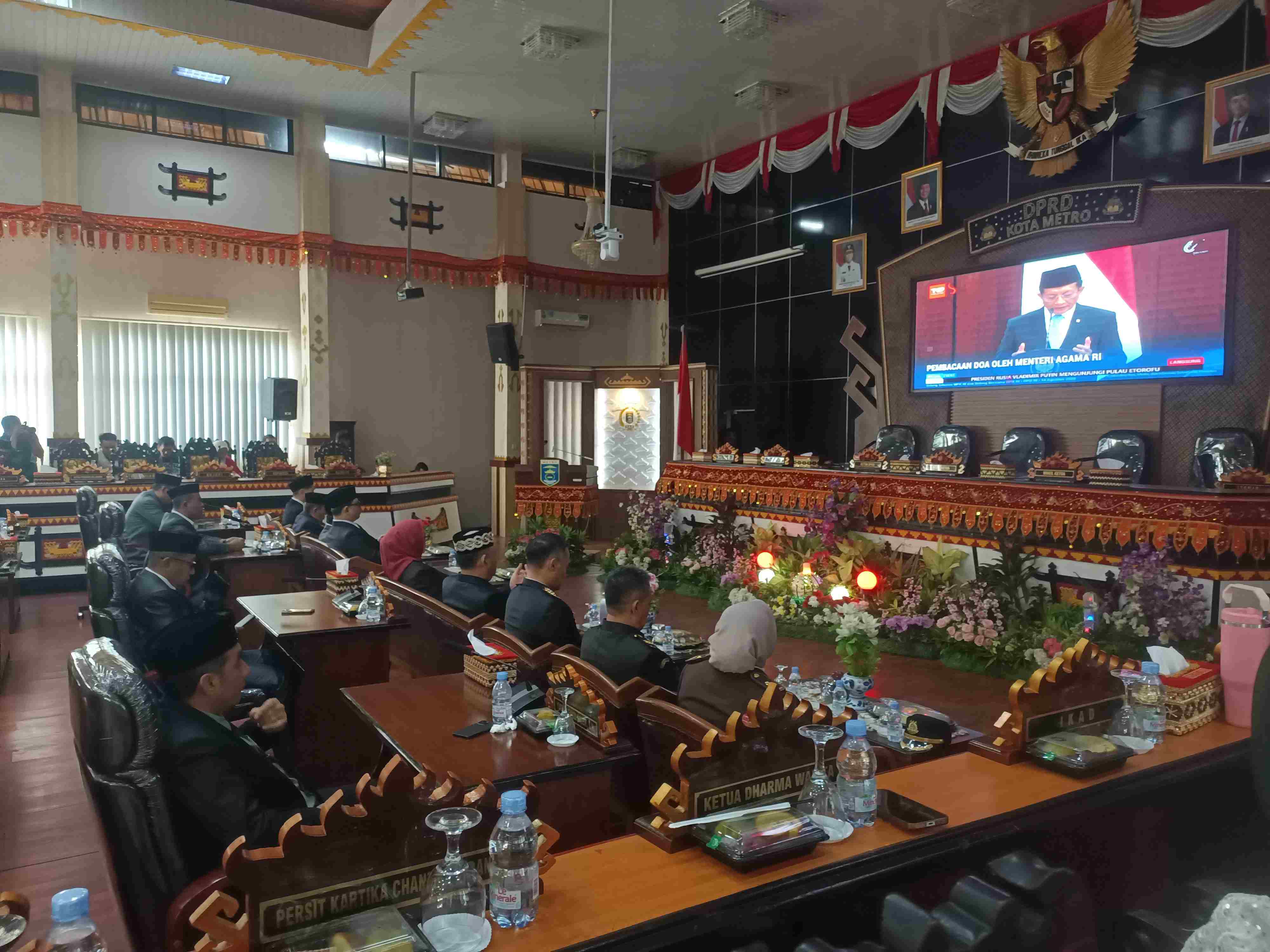 DPRD Kota Metro Gelar Rapat Paripurna Dengarkan Pidato Kenegaraan Presiden Prabowo Subianto